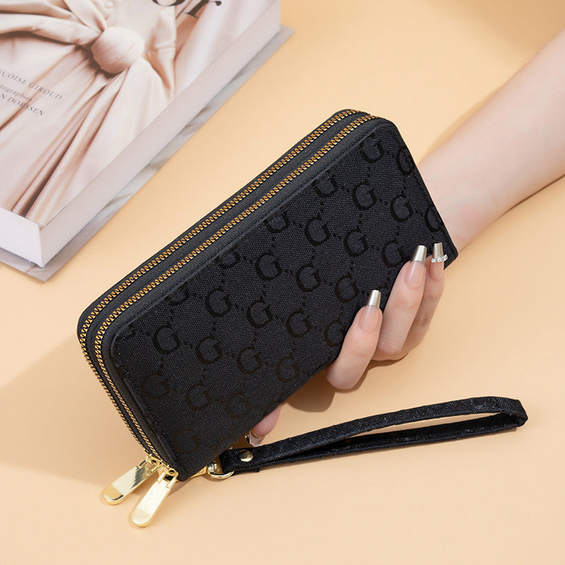 Women's Printed Large Letter Fashion Double Pull Capacity Multiple Slots Ladies Wallet