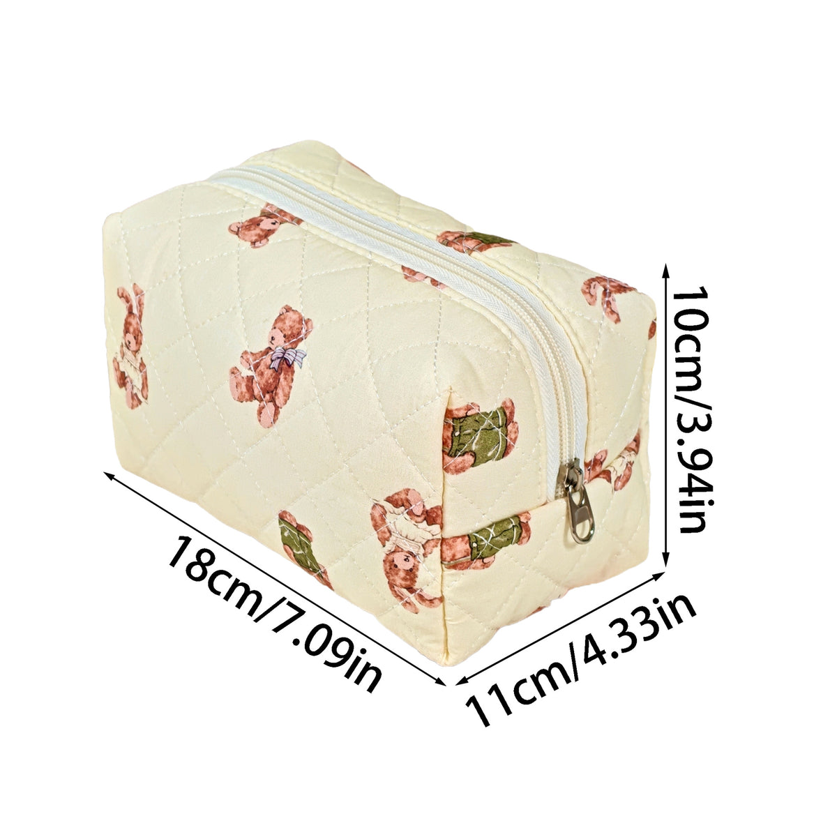 Bear Printing Vertical Large Capacity Portable Pillow Cosmetics Makeup Bag