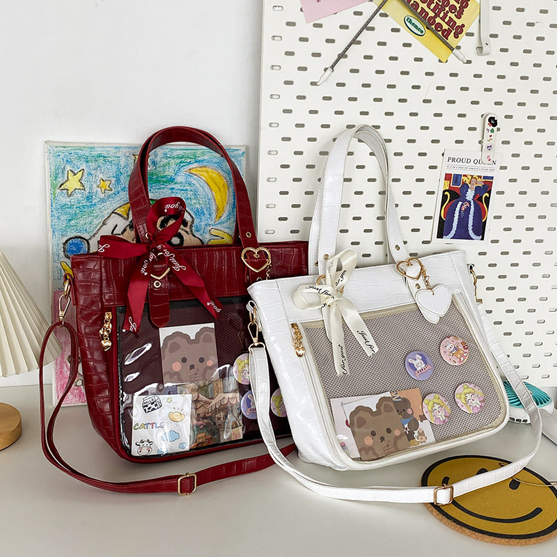 Cartoon Underarm Crocodile Pattern Transparent Portable Crossbody Bags
