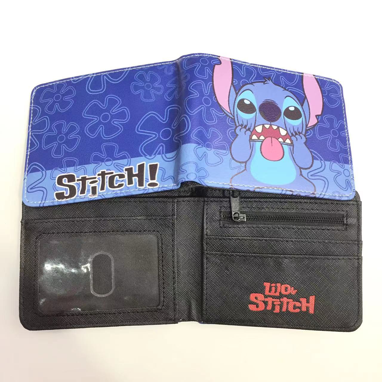 Cute Cartoon Stitch Short Anime Blue Long Ears Coin Purses