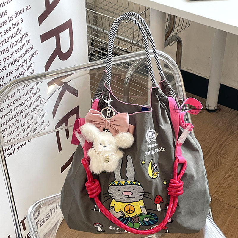 Women's Style Hair Band Rabbit Embroidery Shopping Handbags