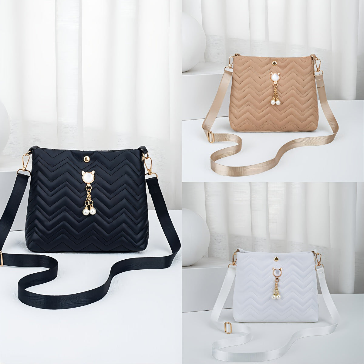 Women's Wave Quilted Fashion Mini For Women's Shoulder Bag