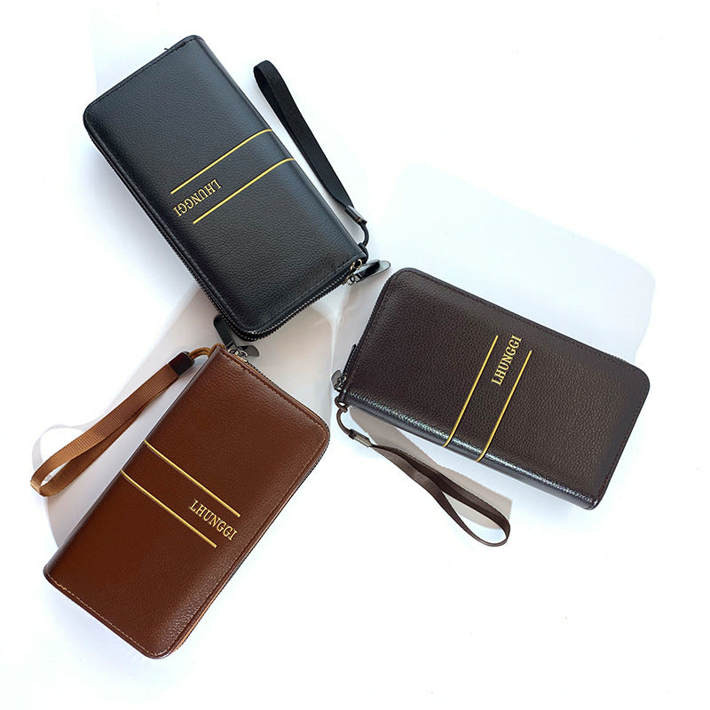 Men's Zipper Hand-held Solid Color Silk Screen Bags
