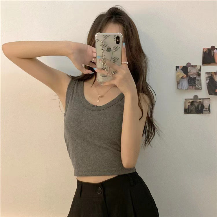 Women's Vest With Chest Pad Fixed Cup Wrapped Outer Wear Tanks Camis
