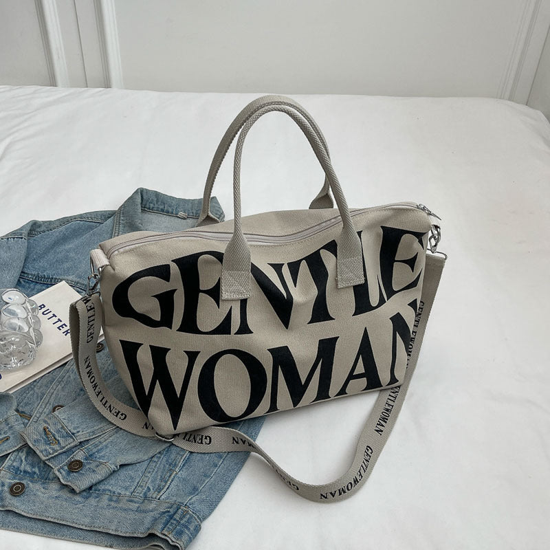 Women's Letter Fashion Canvas Large Capacity Portable Crossbody Bags