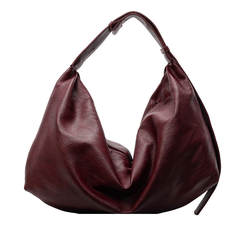 Fashion Soft Leather Simple Solid Color Leisure Women's Shoulder Bag