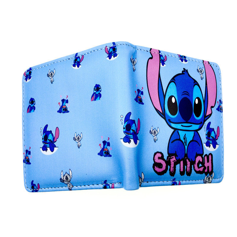 Cute Cartoon Stitch Short Anime Blue Long Ears Coin Purses