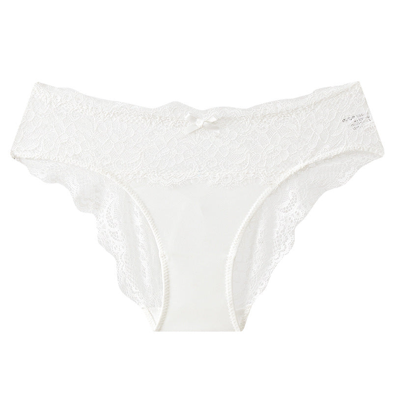 Women's Waist Hollow Jacquard Lace Briefs Comfortable Cotton Panties