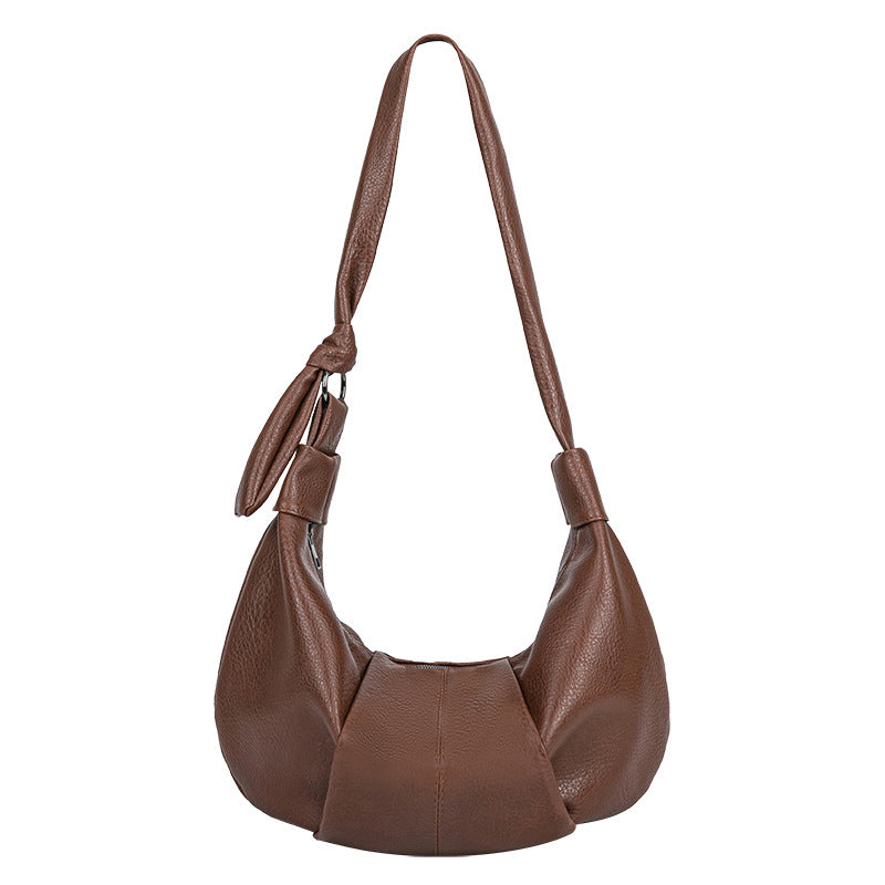 Women's Style Large Capacity Retro Soft Leather Pleated Dumpling Idle Leisure Bags