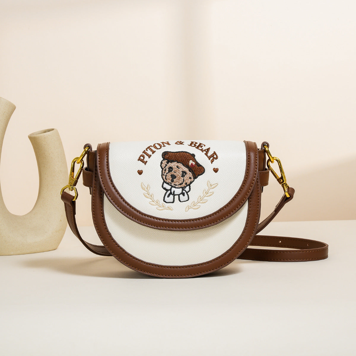 Women's Source Simple Saddle Contrast Color Lightweight Women's Messenger Bag