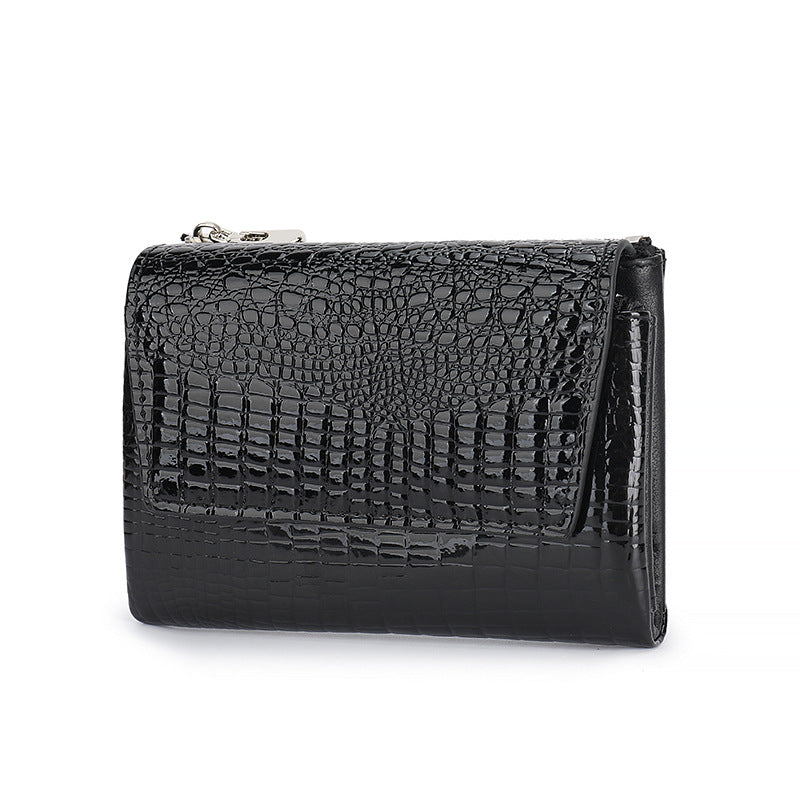 Women's Short Leather High-grade Paint Magnetic Snap Ladies Wallet