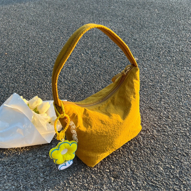 Women's Capacity Soft Glutinous Nylon Cloth Simple Underarm Handbags