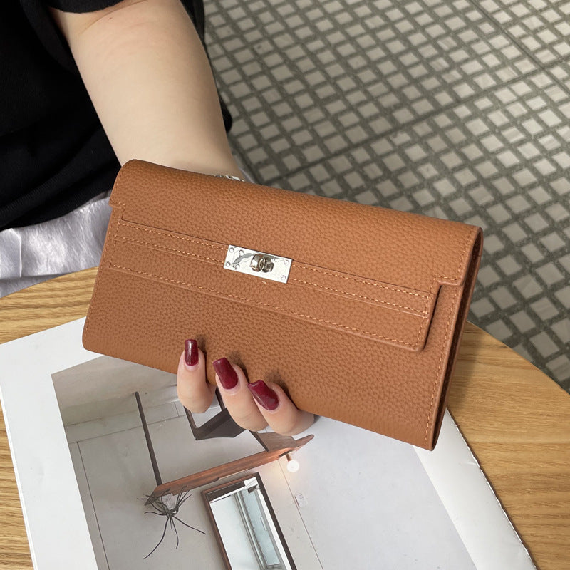 Women's First Layer Cowhide Clutch Real Leather Long High Ladies Wallet