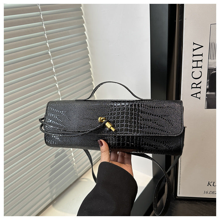 Women's Style Texture Horizontal Version Trendy Crocodile Pattern Large Capacity Retro Women's Shoulder Bag