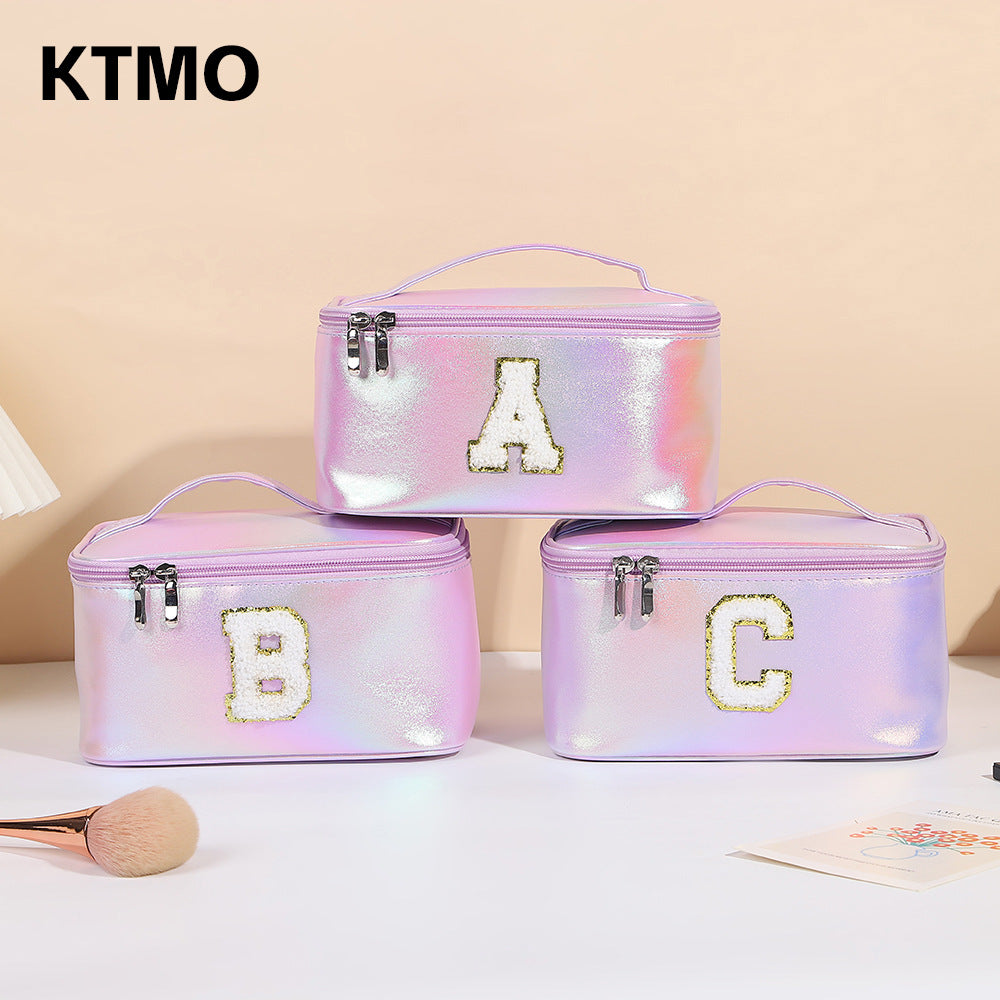 Women's Embroidered Lettered Make-up Three-dimensional Large Capacity Storage Portable Makeup Bag