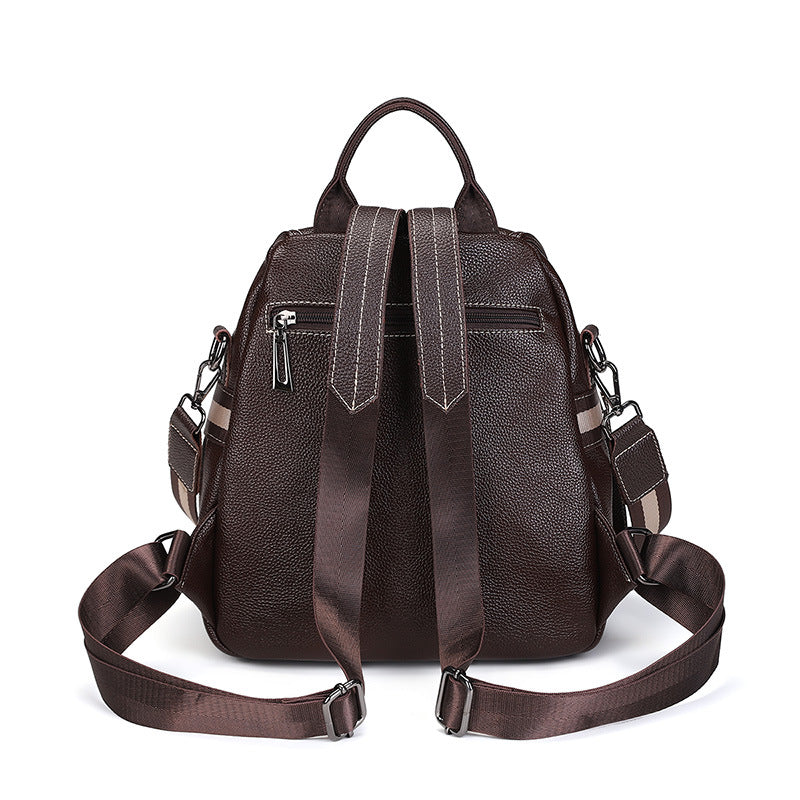 Women's Korean Genuine Leather Cowhide Flip Soft Backpacks