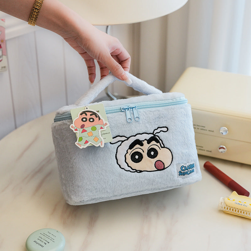 Crayon Plush Cute Cartoon Large Capacity Fur Cosmetic Bags