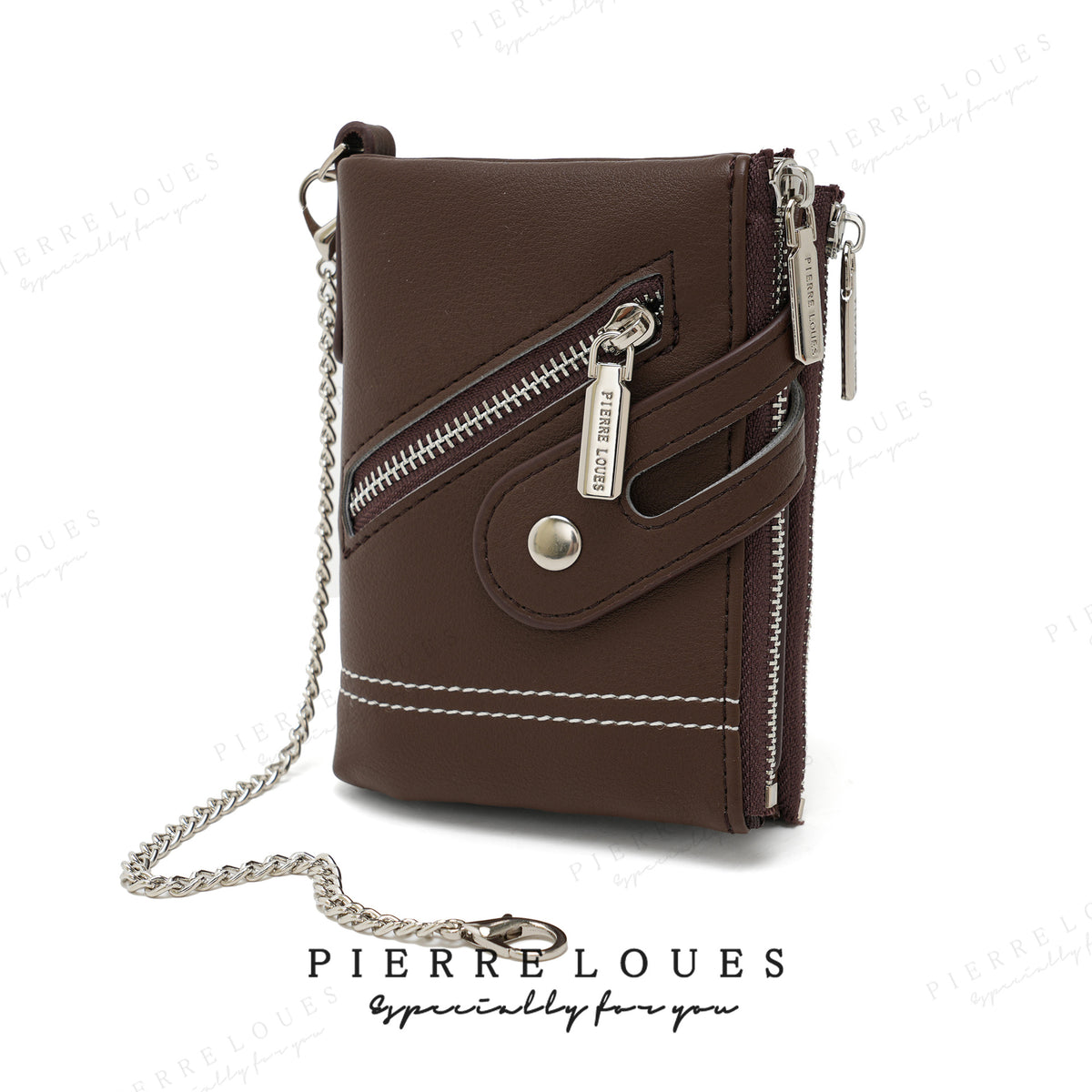Women's High-grade Multiple Slots Chain Short Double Zipper Purses