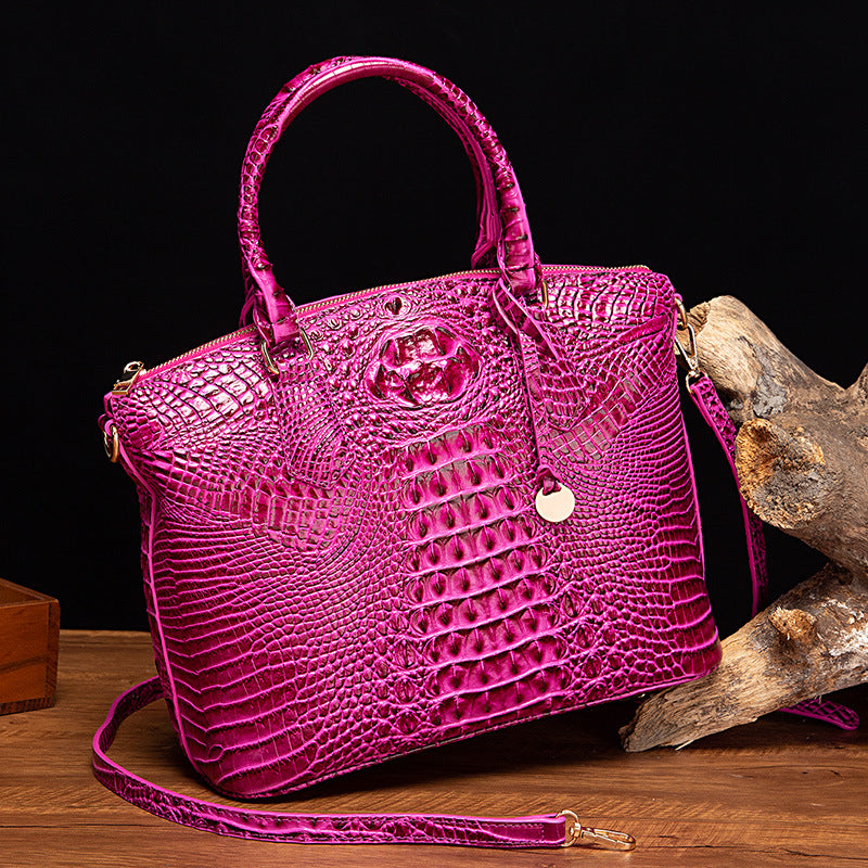 Women's Portable Retro Crocodile Pattern Brahmin Crossbody Bags