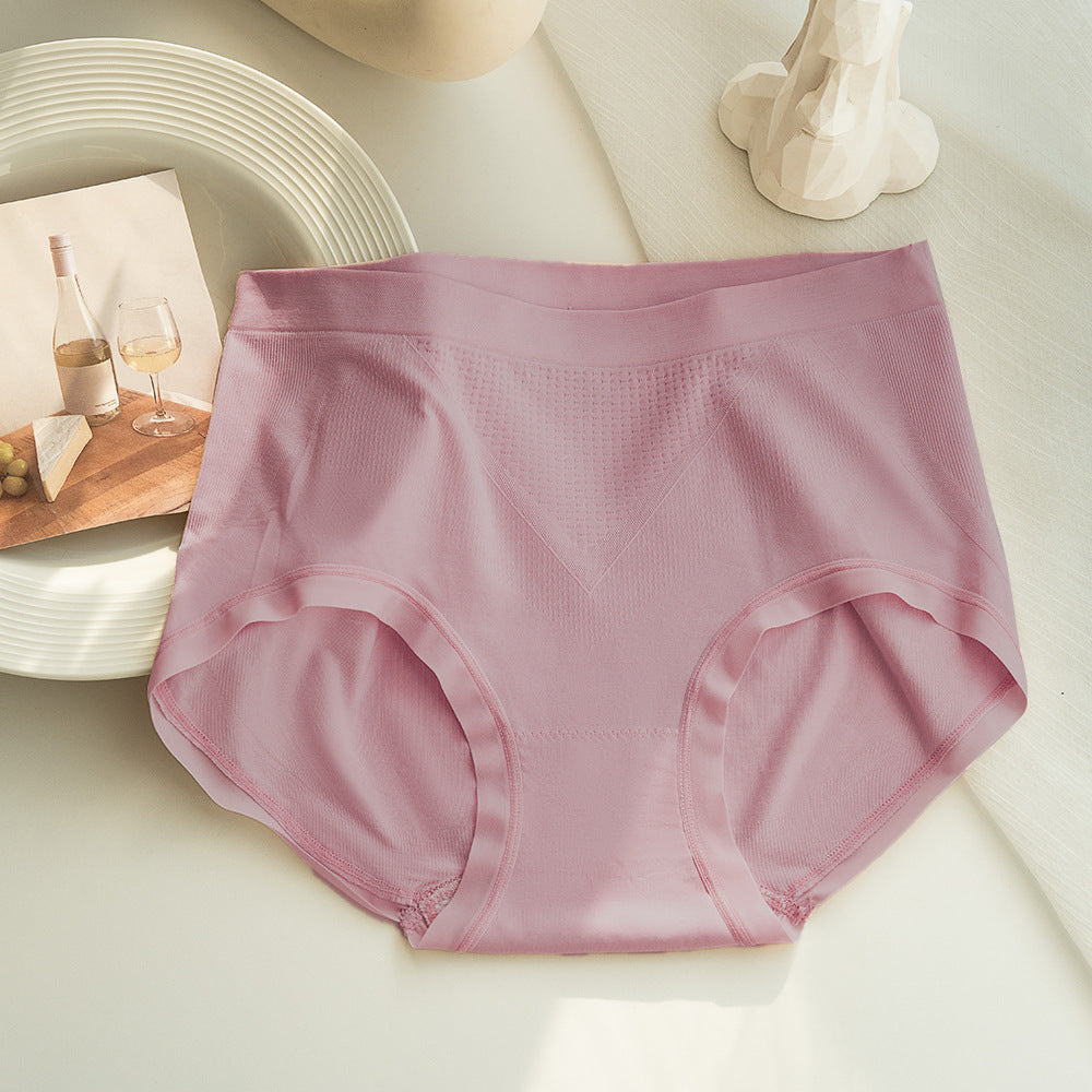 Women's Seamless Mid Waist Briefs Nylon Hyaluronic Acid Antibacterial Panties