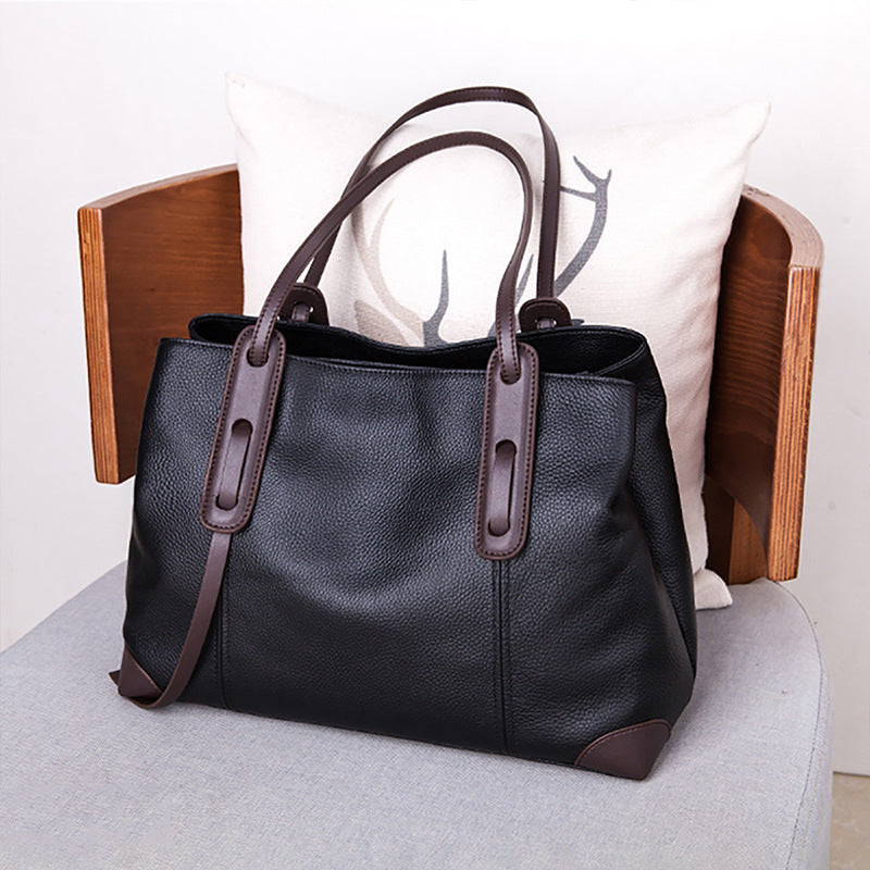 Women's Large Capacity Mom High-grade Genuine Leather Big Women's Shoulder Bag
