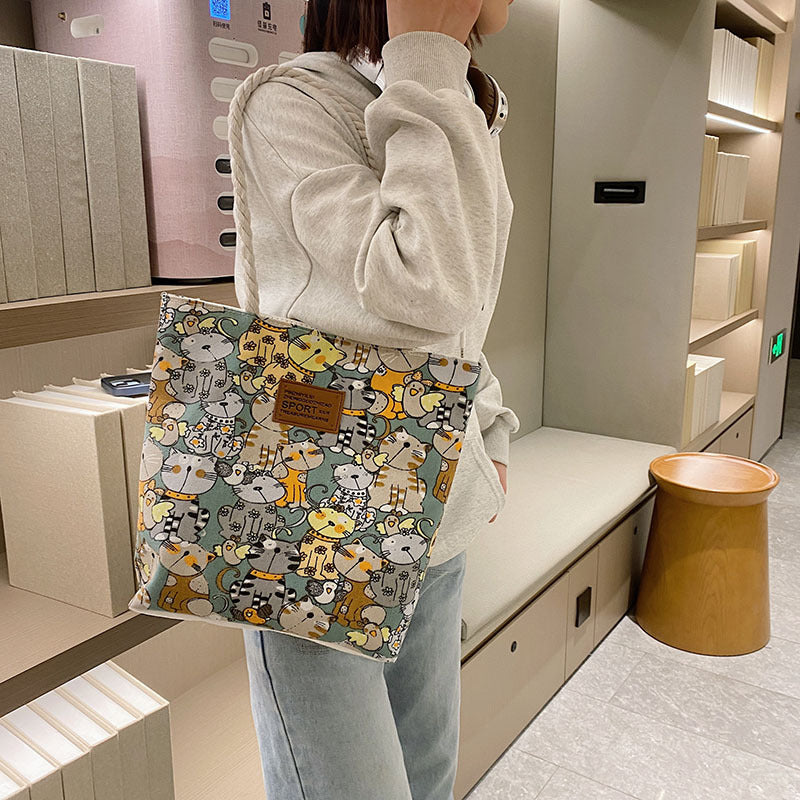Women's Canvas Trendy Simple Textured Large Capacity Women's Shoulder Bag