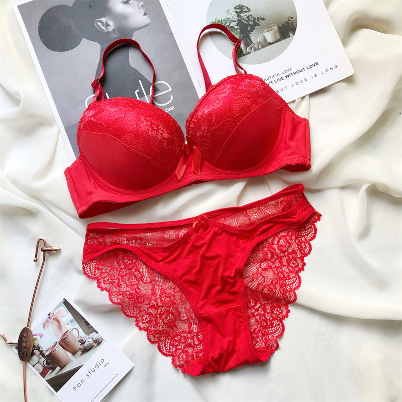 Women's Breathable Big Chest Small Comfortable Double-breasted Lingerie Sets