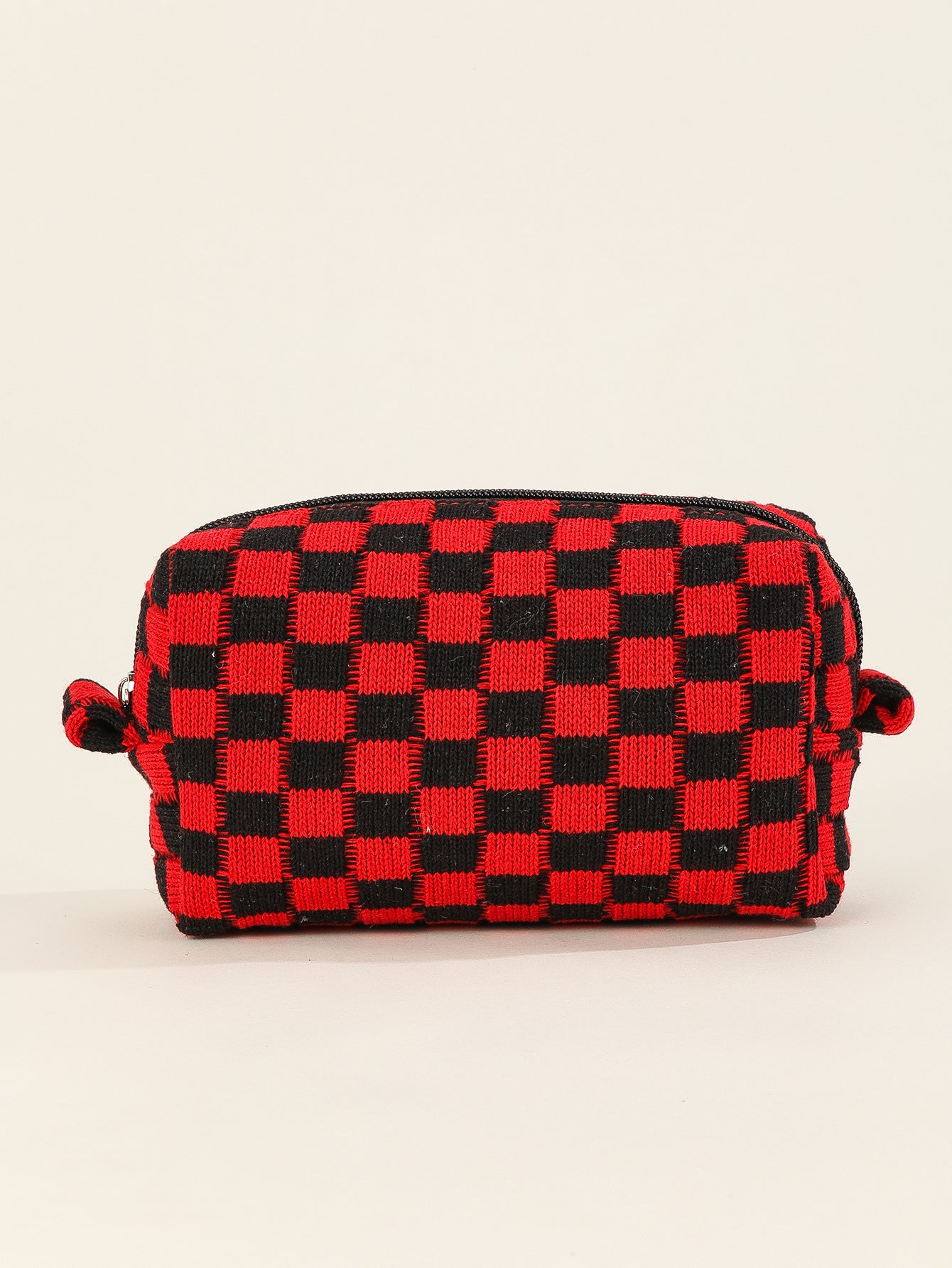 Chessboard Grid Large Capacity Knitted Storage Plaid Cosmetic Bags