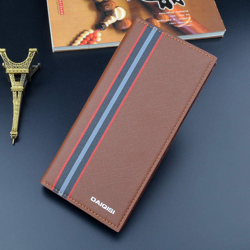 Men's Long Type Clutch Vertical Green Multiple Slots Large Capacity Men's Wallets