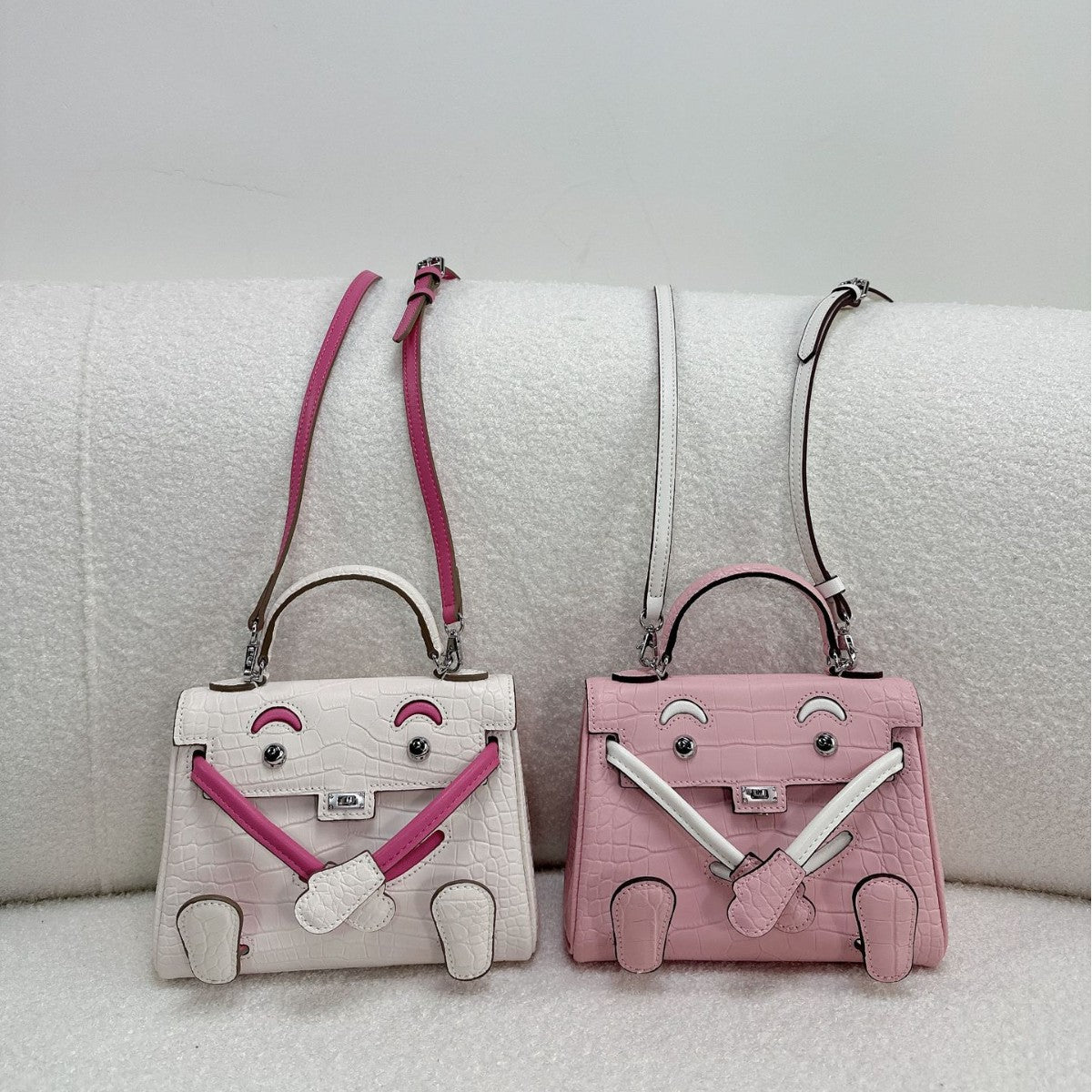 Crocodile Pattern Cowhide Millennium Doll Kelly Mini Bags