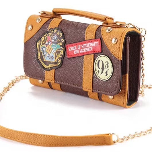 Women's Retro Brown Stitching Contrast Color Hogg Coin Purses