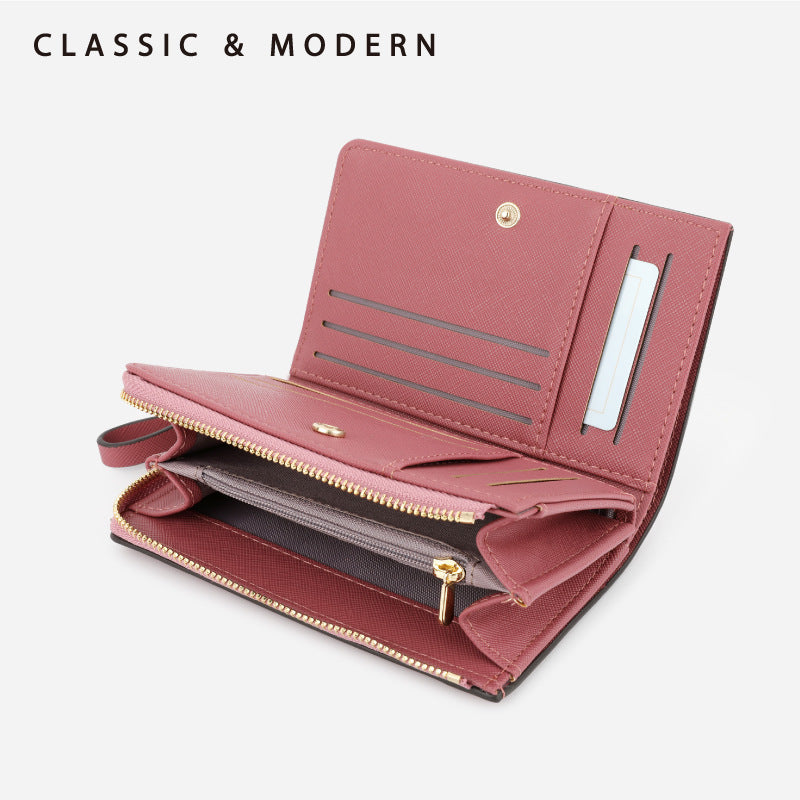 Trendy Women's Cross Pattern Large Capacity Ladies Wallets