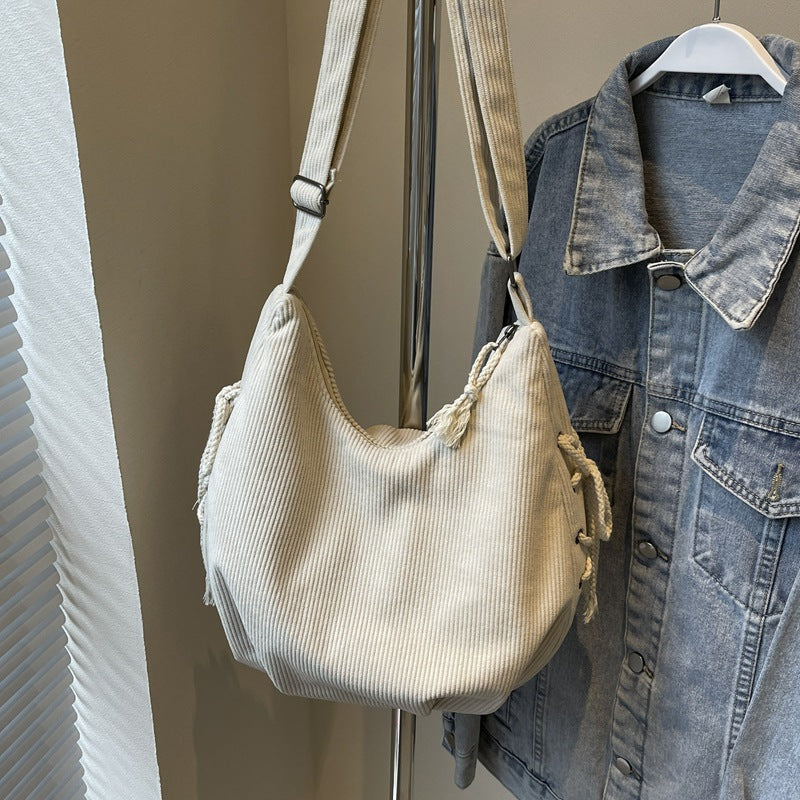 Women's Corduroy Large Capacity Leisure Cloth Class Commuting Women's Shoulder Bag