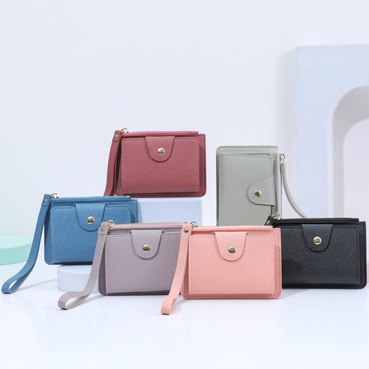 Wrist Strap Clip Solid Color Mini Card Holder