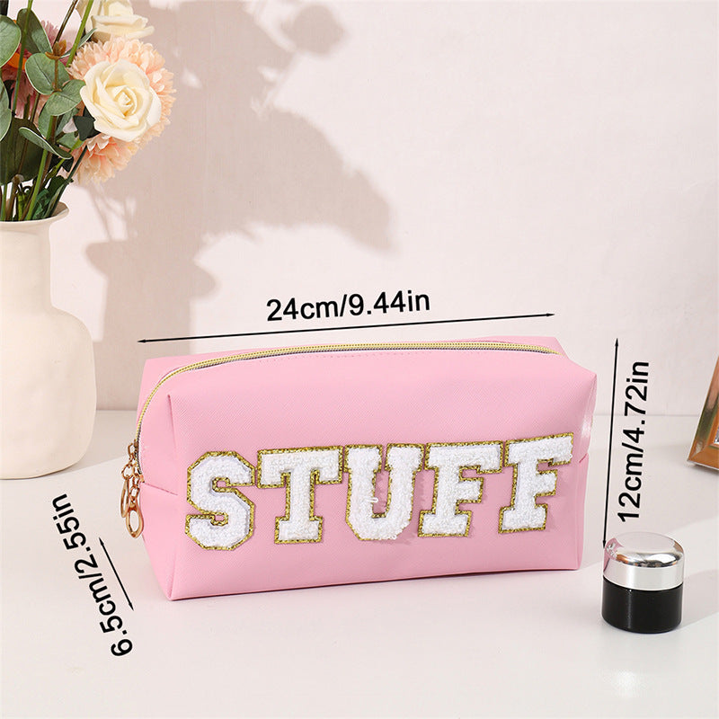 Towel Embroidery Letter Octagonal Storage Portable Cosmetic Bags