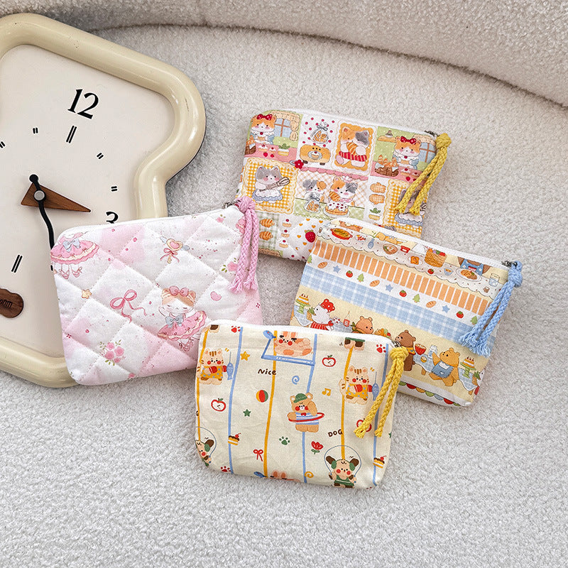 Women's Printed Quilted Weekend Artistic Sanitary Napkin Cotton Bags