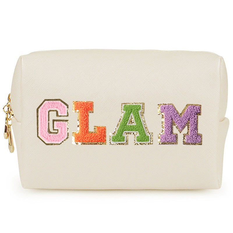 Embroidery Lettered Make-up Chenille Waterproof Large Makeup Bag