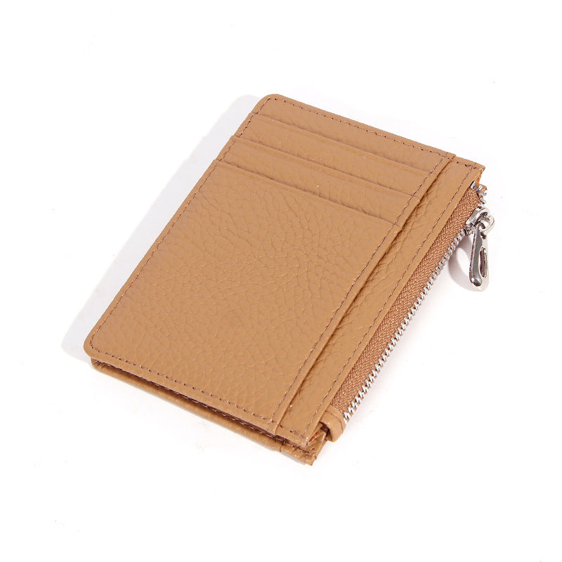 Women's & Men's & Leather Cowhide Solid-color Thin Section Card Holder