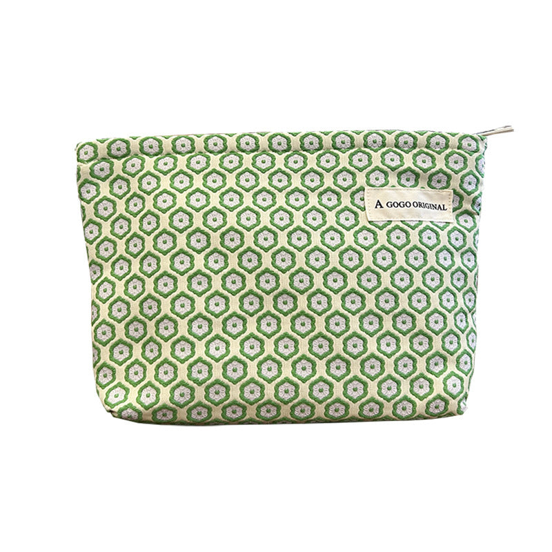 Green Window Flower Storage Canvas Toiletry Clutch Cosmetic Bags
