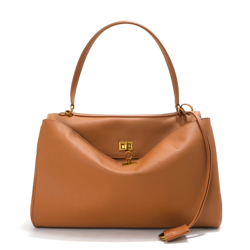 Women's Genuine Leather Strict Retro Soft Large Capacity Commuter Underarm Tote Bags