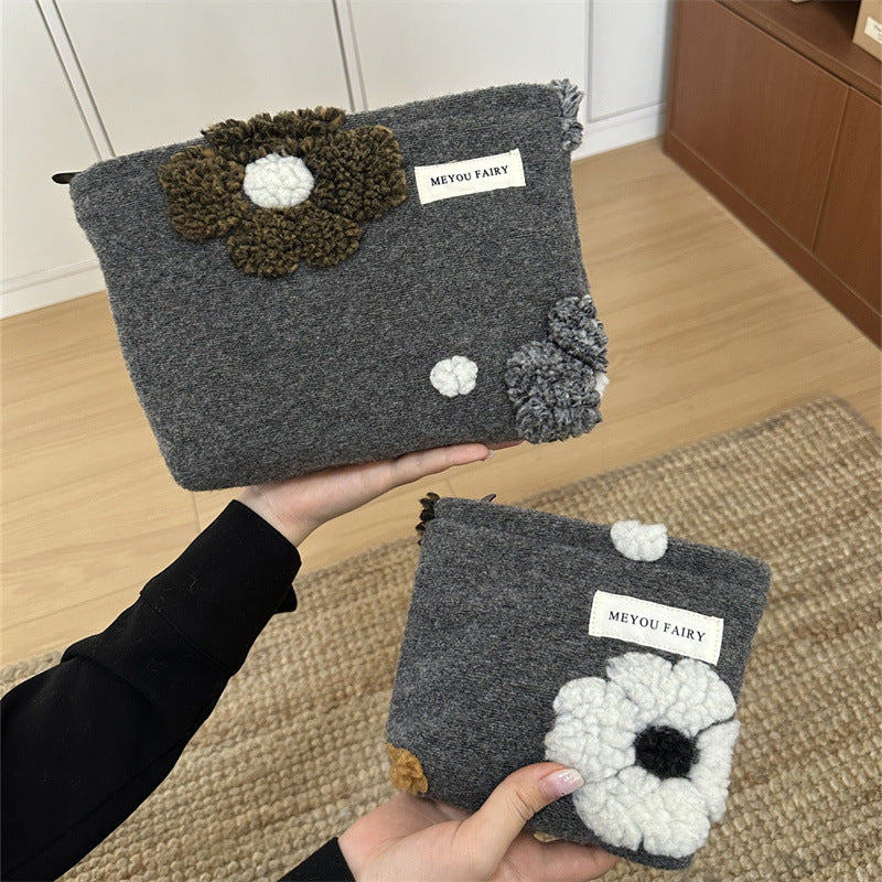 Simple Cartoon Flower Woolen Wash Portable Storage Liner Bags