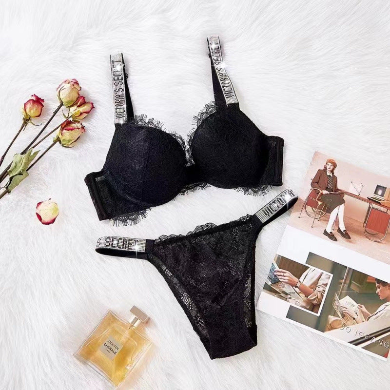 Women's Sexy Lace Rhinestone Pants Suit Underwear Bras