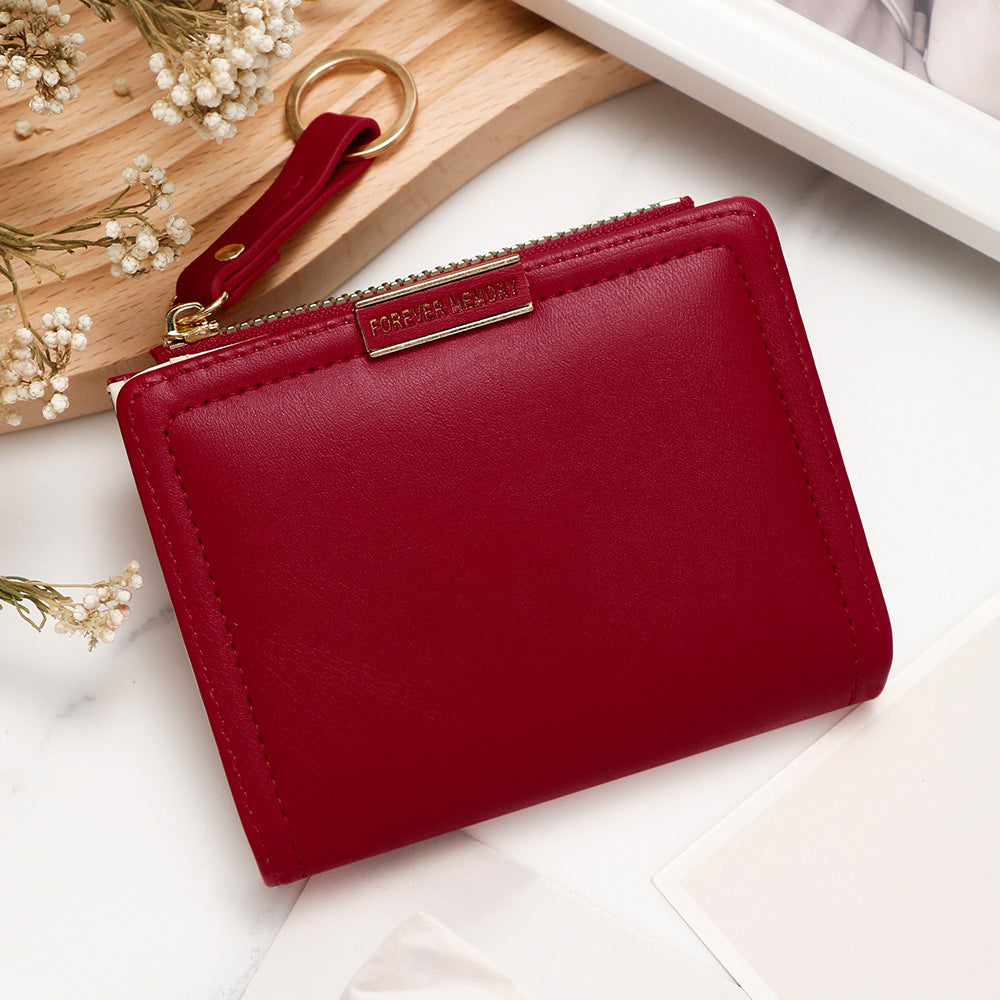 Women's Korean Fashion Short Zipper Document Coin Purses