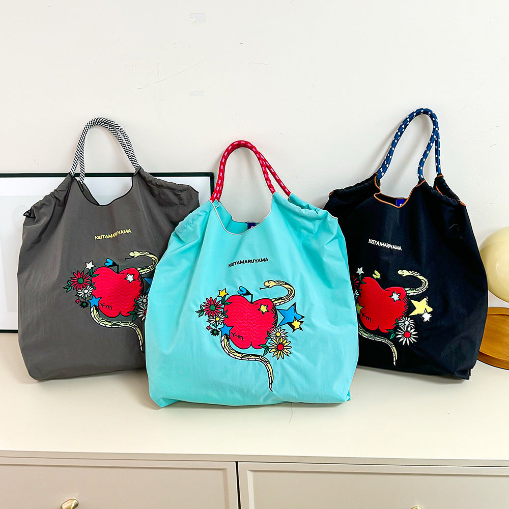 Spring Style Nylon Embroidered Fashion Niche Large Capacity One Women's Shoulder Bag