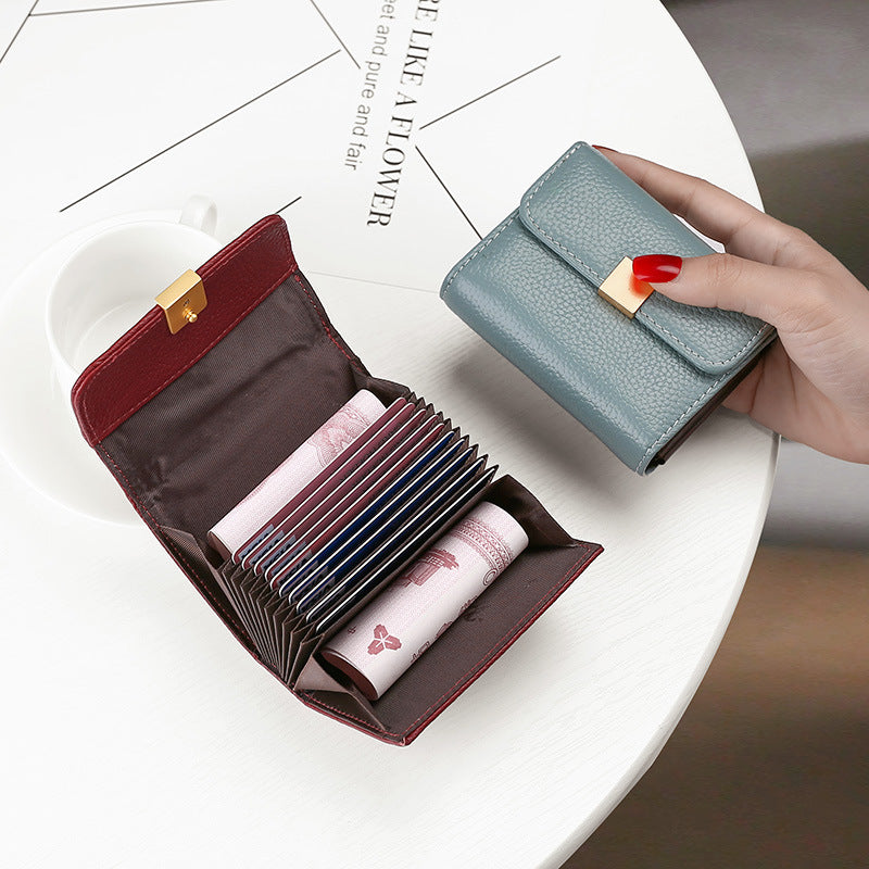 First Layer Cowhide Versatile Leather Organ Card Holder