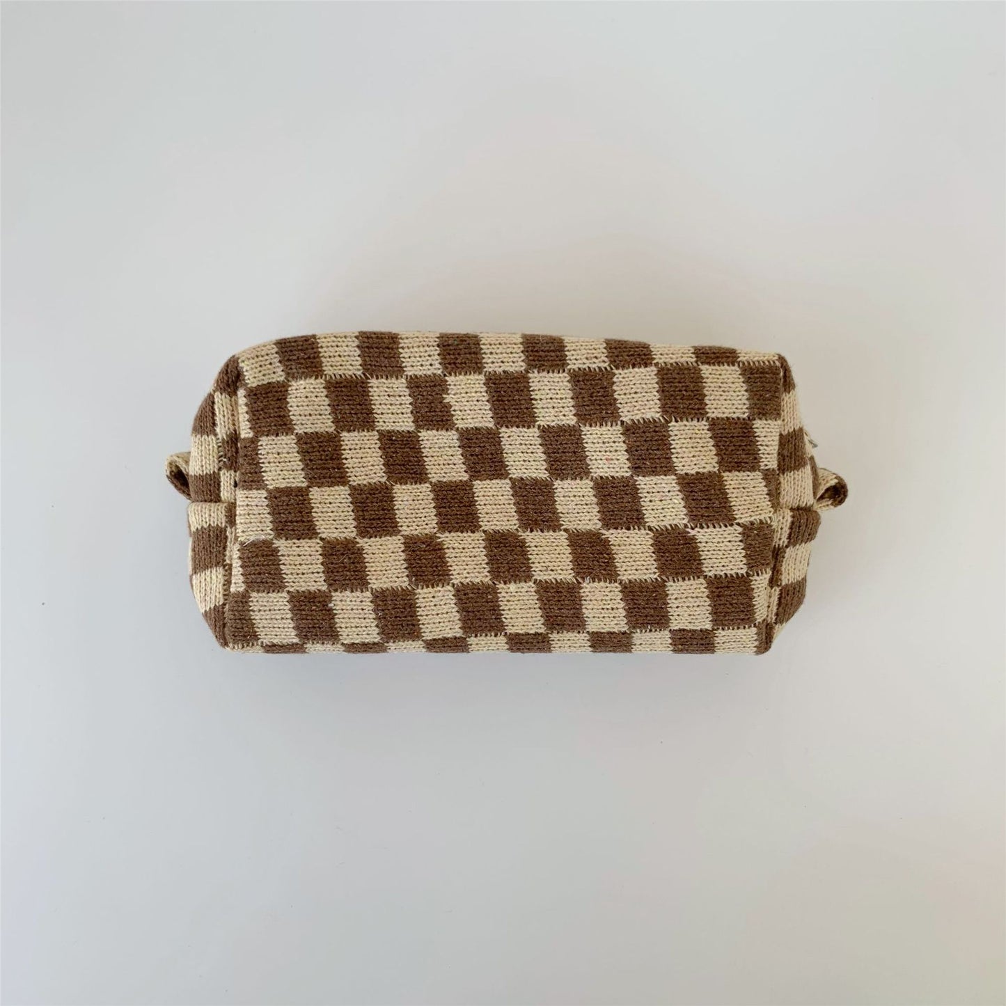 Chessboard Grid Large Capacity Knitted Storage Plaid Cosmetic Bags