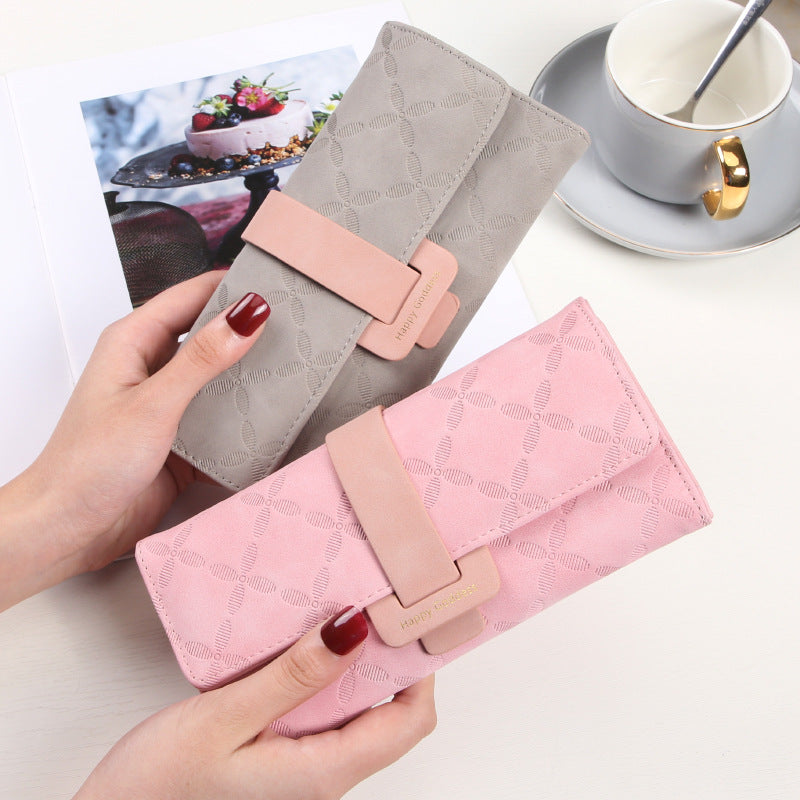 Women's Long Embossed Simple Multi Clutch Ladies Wallet