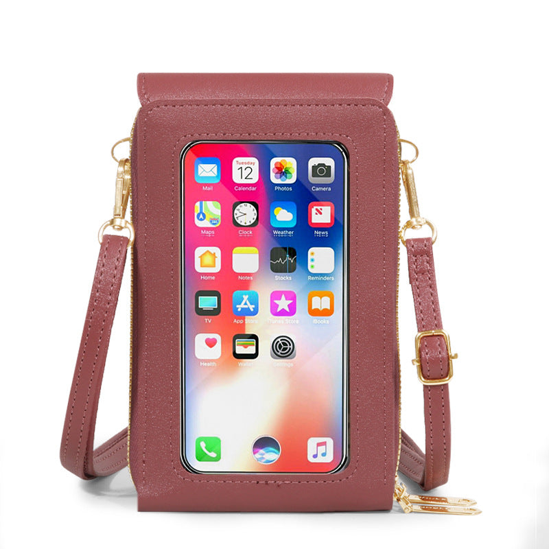 Women's Fashionable Leather Touch Screen Mobile Retro Solid Bags