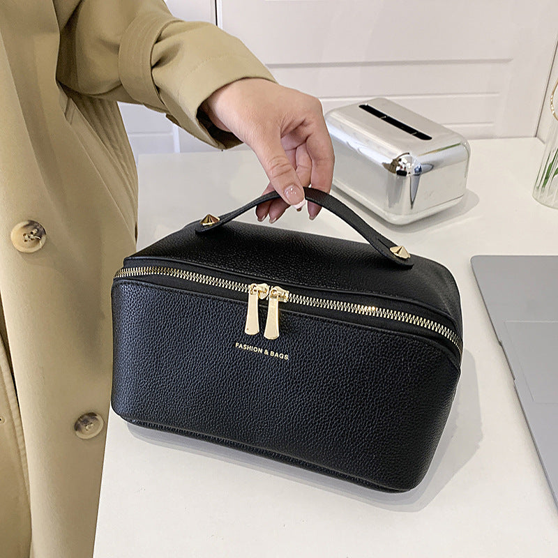 Good-looking Large Capacity Leather Wash Cosmetics Cosmetic Bags