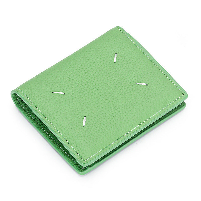 Durable Women's Leather Short Fold Genuine Purses